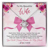 Love Knot Necklace | Personalized To My Beautiful Wife Necklace From Husband Forever In My Heart Wife Birthday Anniversary Wedding Valentines Day Customized Gift Box Message Card | teecentury