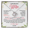 Love Knot Necklace | Personalized To My Beautiful Wife Necklace From Husband Hand In Hand Wife Birthday Anniversary Valentines Day Christmas Customized Gift Box Message Card | teecentury