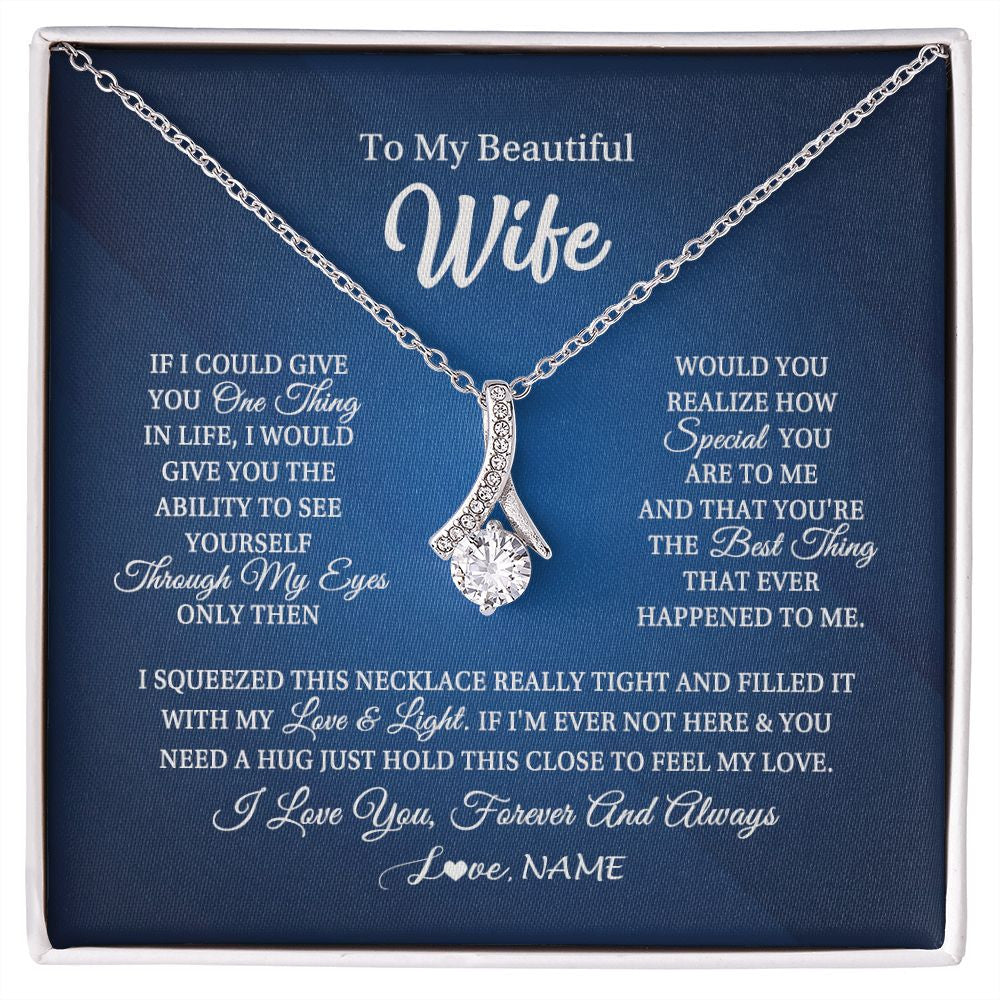 Alluring Beauty Necklace | Personalized To My Beautiful Wife Necklace From Husband Hold This Close My Love Wife Birthday Anniversary Valentine Christmas Customized Gift Box Message Card | teecentury