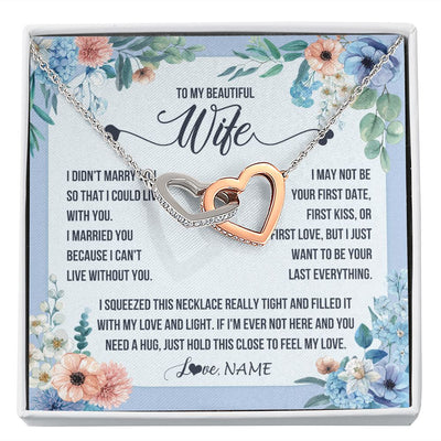 Interlocking Hearts Necklace | Personalized To My Beautiful Wife Necklace From Husband I Didn't Marry You Hot Wife Birthday Anniversary Wedding Day Christmas Customized Gift Box Message Card | teecentury