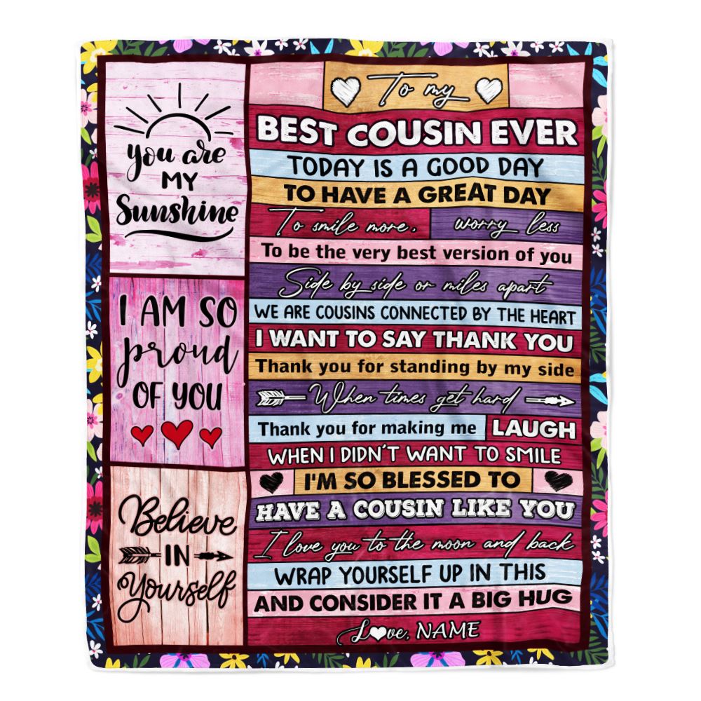 Personalized To My Best Cousin Ever Blanket for Women Wood Today Is A Good Day Cousin Birthday Graduation Christmas Customized Bed Fleece Throw Blanket | teecentury