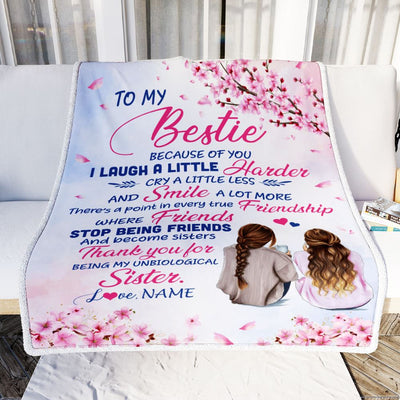 Personalized To My Bestie Best Friend Blanket Unbiological Sister Friendship Girls Birthday Women Presents Christmas Customized Fleece Throw Blanket | teecentury