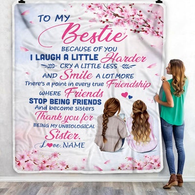Personalized To My Bestie Best Friend Blanket Unbiological Sister Friendship Girls Birthday Women Presents Christmas Customized Fleece Throw Blanket | teecentury