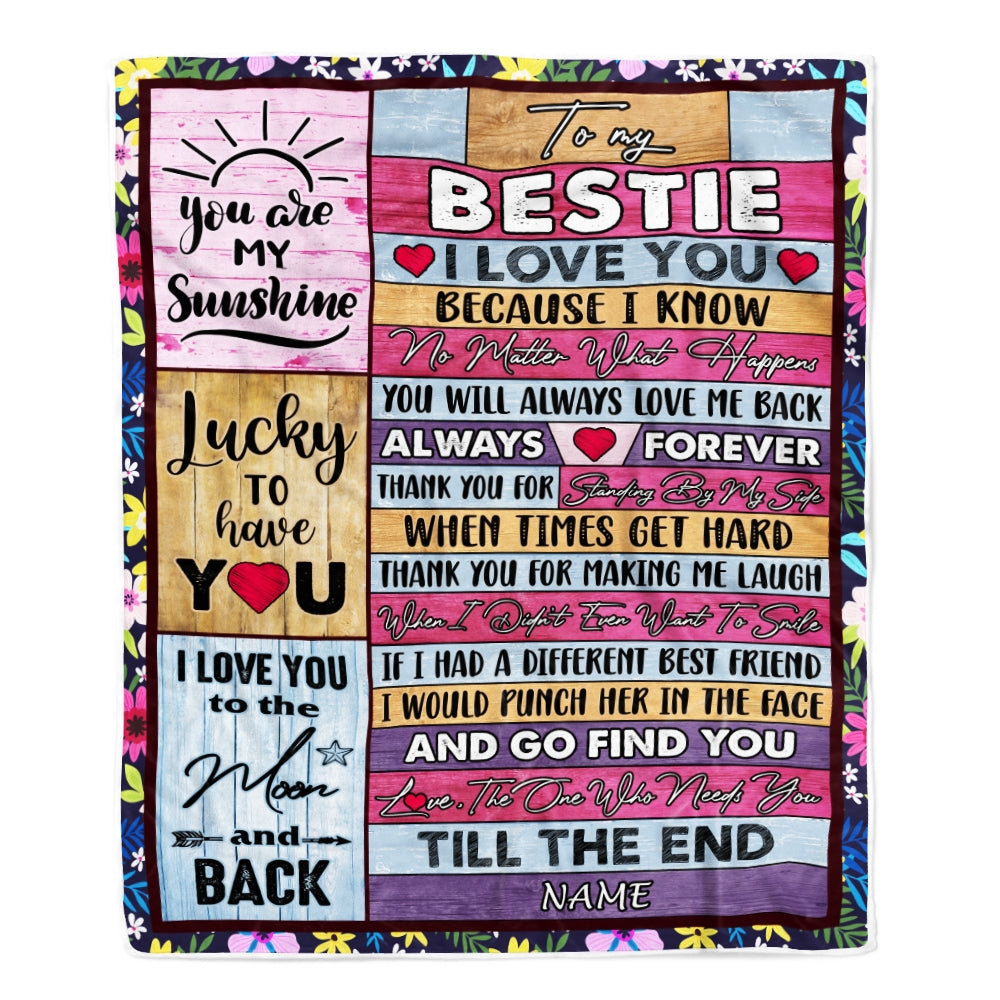 Personalized To My Bestie Blanket From Best Friend Sister Thank You Custom Name Bestie Friendship Birthday Christmas Customized Fleece Throw Blanket Blanket | Teecentury.com