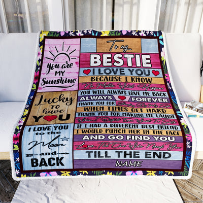 Personalized To My Bestie Blanket From Best Friend Sister Thank You Custom Name Bestie Friendship Birthday Christmas Customized Fleece Throw Blanket Blanket | Teecentury.com