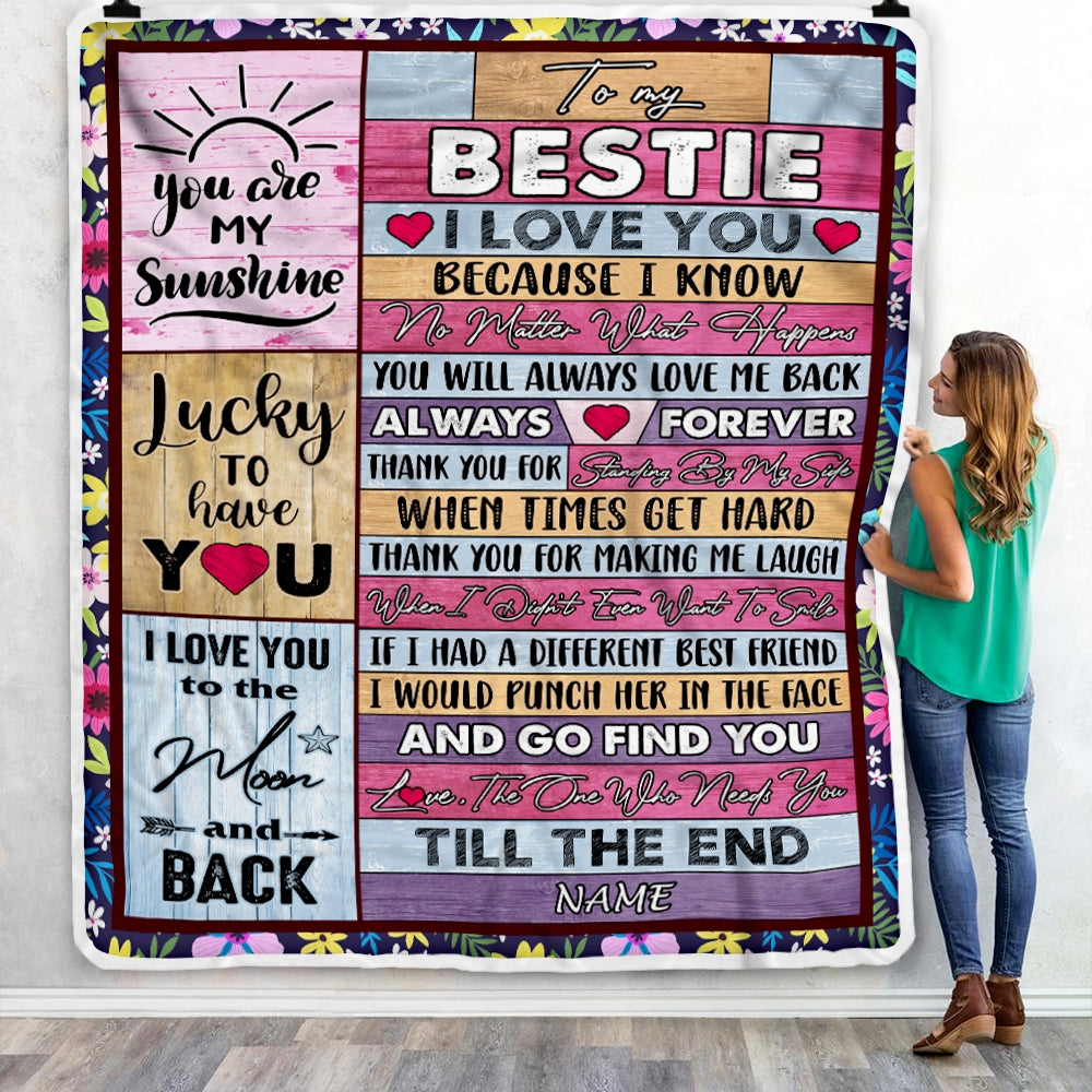 Personalized To My Bestie Blanket From Best Friend Sister Thank You Custom Name Bestie Friendship Birthday Christmas Customized Fleece Throw Blanket Blanket | Teecentury.com