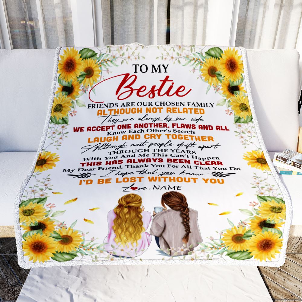 Personalized To My Bestie Blanket From Best Friend Sunflower Family La