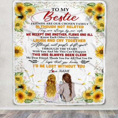 Personalized To My Bestie Blanket From Best Friend Sunflower Family Laugh Cry Together Bestie Birthday Graduation Christmas Customized Fleece Throw Blanket | teecentury