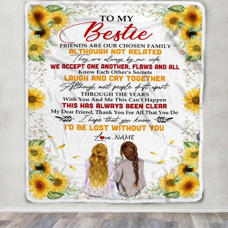 Personalized To My Bestie Blanket From Best Friend Sunflower Family La