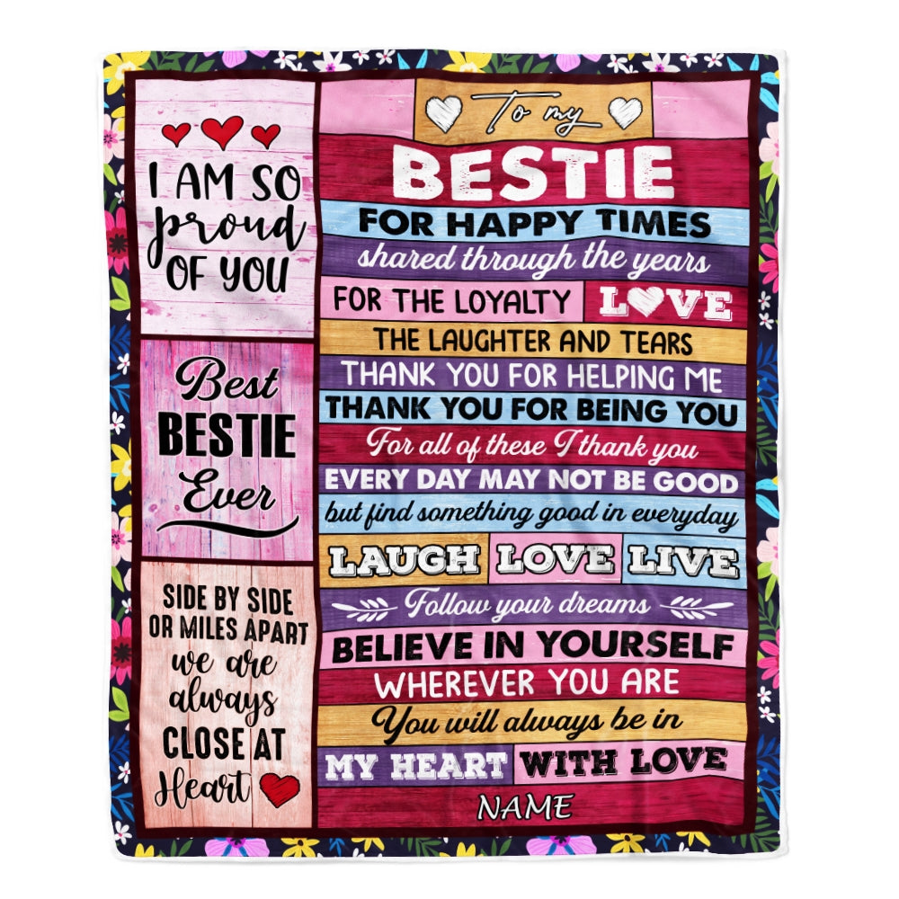 Personalized To My Bestie Blanket From Friend Sister Wood Believe In Your Self Thank You Bestie Birthday Christmas Customized Bed Fleece Throw Blanket | teecentury
