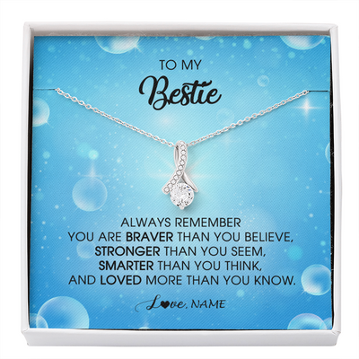 Alluring Beauty Necklace | Personalized To My Bestie Necklace From Friend Sister Always Remember You Are Braver Best Friend Jewelry Birthday Graduation Christmas Customized Message Card | teecentury