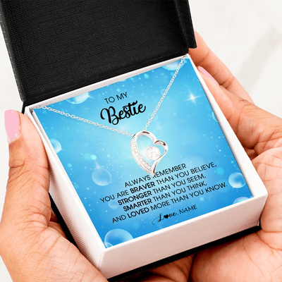 Forever Love Necklace | Personalized To My Bestie Necklace From Friend Sister Always Remember You Are Braver Best Friend Jewelry Birthday Graduation Christmas Customized Message Card | teecentury