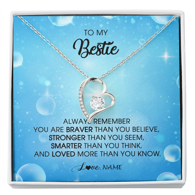 Forever Love Necklace | Personalized To My Bestie Necklace From Friend Sister Always Remember You Are Braver Best Friend Jewelry Birthday Graduation Christmas Customized Message Card | teecentury