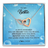 Interlocking Hearts Necklace | Personalized To My Bestie Necklace From Friend Sister Always Remember You Are Braver Best Friend Jewelry Birthday Graduation Christmas Customized Message Card | teecentury