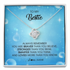 Love Knot Necklace | Personalized To My Bestie Necklace From Friend Sister Always Remember You Are Braver Best Friend Jewelry Birthday Graduation Christmas Customized Message Card | teecentury