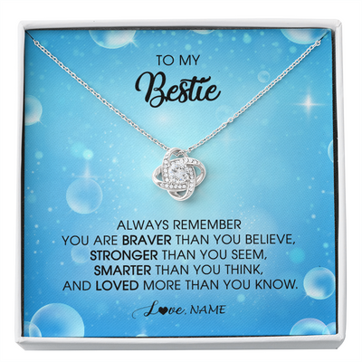 Love Knot Necklace | Personalized To My Bestie Necklace From Friend Sister Always Remember You Are Braver Best Friend Jewelry Birthday Graduation Christmas Customized Message Card | teecentury