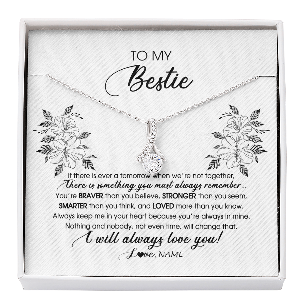Alluring Beauty Necklace | Personalized To My Bestie Necklace From Friend Sister Not Even Time Floral Niece Birthday Graduation Christmas Customized Message Card | teecentury
