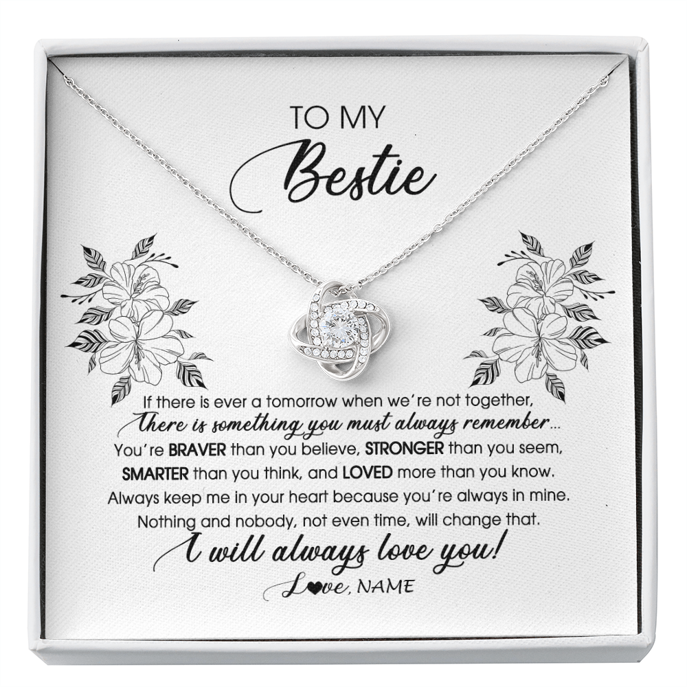 Love Knot Necklace | Personalized To My Bestie Necklace From Friend Sister Not Even Time Floral Niece Birthday Graduation Christmas Customized Message Card | teecentury