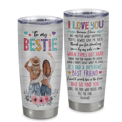 Personalized To My Bestie Stainless Steel Tumbler Cup Flowers Thank You Forever Best Friends For Women Birthday Christmas Travel Mug | teecentury