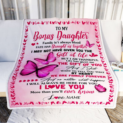 Personalized To My Bonus Daughter Blanket From Mom Stepmother Butterfl Teecentury