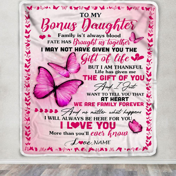 Personalized To My Bonus Daughter Blanket From Mom Stepmother