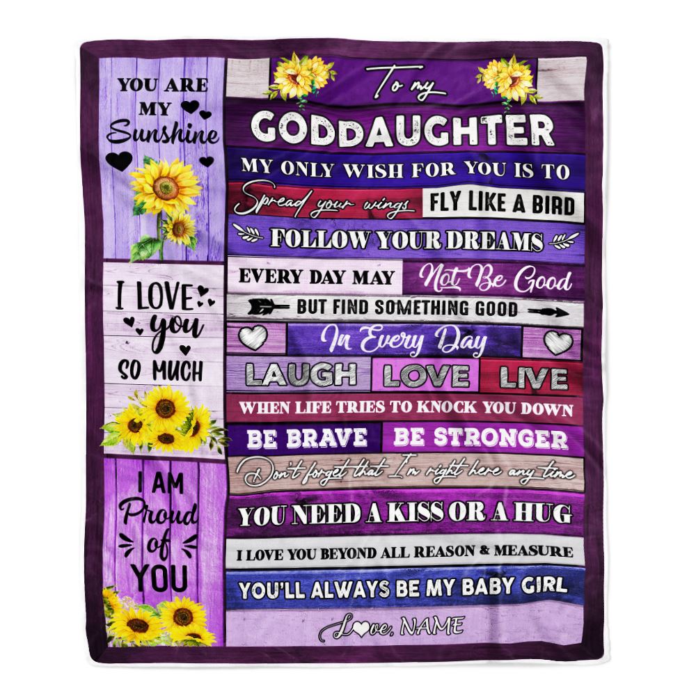 Personalized To My Bonus Daughter Blanket From Stepmother Wood Laugh Love Live Sunflower Stepdaughter Birthday Christmas Customized Bed Fleece Throw Blanket | teecentury