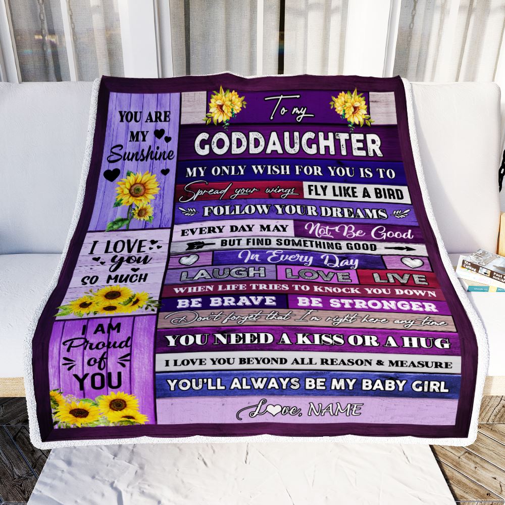Personalized To My Bonus Daughter Blanket From Stepmother Wood Laugh Love Live Sunflower Stepdaughter Birthday Christmas Customized Bed Fleece Throw Blanket | teecentury