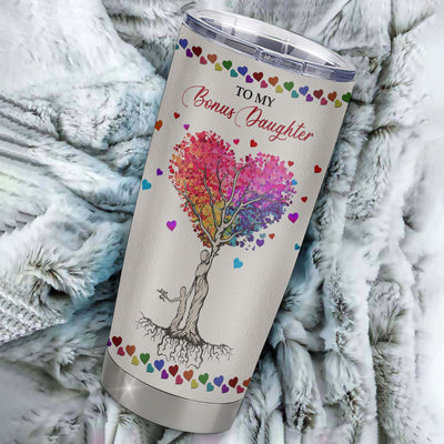 Personalized To My Bonus Daughter From Step Mom Stainless Steel Tumbler Cup Colorful Tree Never Forget I Love You Step Daughter Birthday Graduation Christmas Travel Mug | teecentury