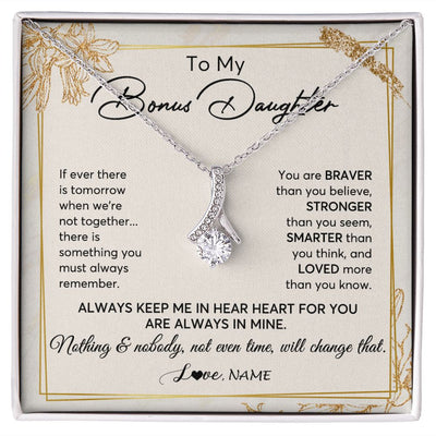 Alluring Beauty Necklace | Personalized To My Bonus Daughter Necklace From Step Mom Always Keep Me In Your Heart Step Daughter Birthday Christmas Customized Gift Box Message Card | teecentury
