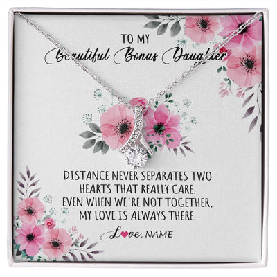 Alluring Beauty Necklace | Personalized To My Bonus Daughter Necklace From Stepmom My Love Is Always There Stepdaughter Birthday Graduation Christmas Customized Gift Box Message Card | teecentury