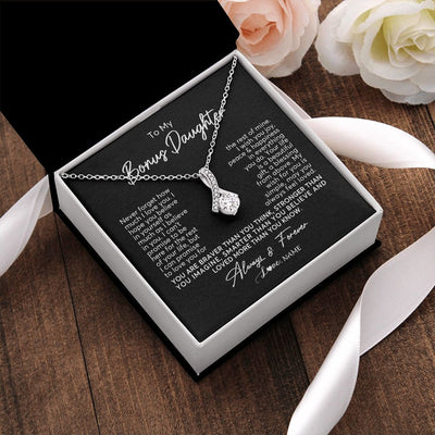 Alluring Beauty Necklace | Personalized To My Bonus Daughter Necklace From Stepmom Never Forget How Much I Love You Stepdaughter Birthday Christmas Customized Gift Box Message Card | teecentury