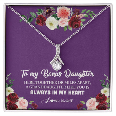 Alluring Beauty Necklace | Personalized To My Bonus Daughter Necklace From Stepmom You Is Always In My Heart Stepdaughter Birthday Christmas Customized Gift Box Message Card | teecentury