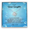 Love Knot Necklace | Personalized To My Bonus Daughter Necklace From Stepmother Always Remember You Are Braver Stepdaughter Jewelry Birthday Christmas Customized Message Card | teecentury