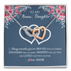 Interlocking Hearts Necklace | Personalized To My Bonus Daughter Necklace From Stepmother Braver Stronger Smarter Loved Stepdaughter Jewelry Birthday Christmas Customized Message Card | teecentury