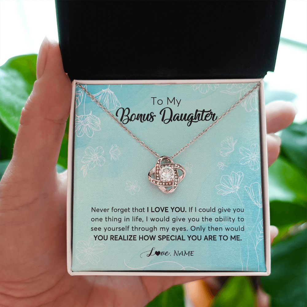 Personalized To My Bonus Daughter Necklace From Stepmother Flower Never Forget I Love You 7073