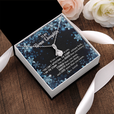 Alluring Beauty Necklace | Personalized To My Bonus Daughter Necklace From Stepmother Whisper Back I Am The Storm Stepdaughter Jewelry Birthday Christmas Customized Message Card | teecentury