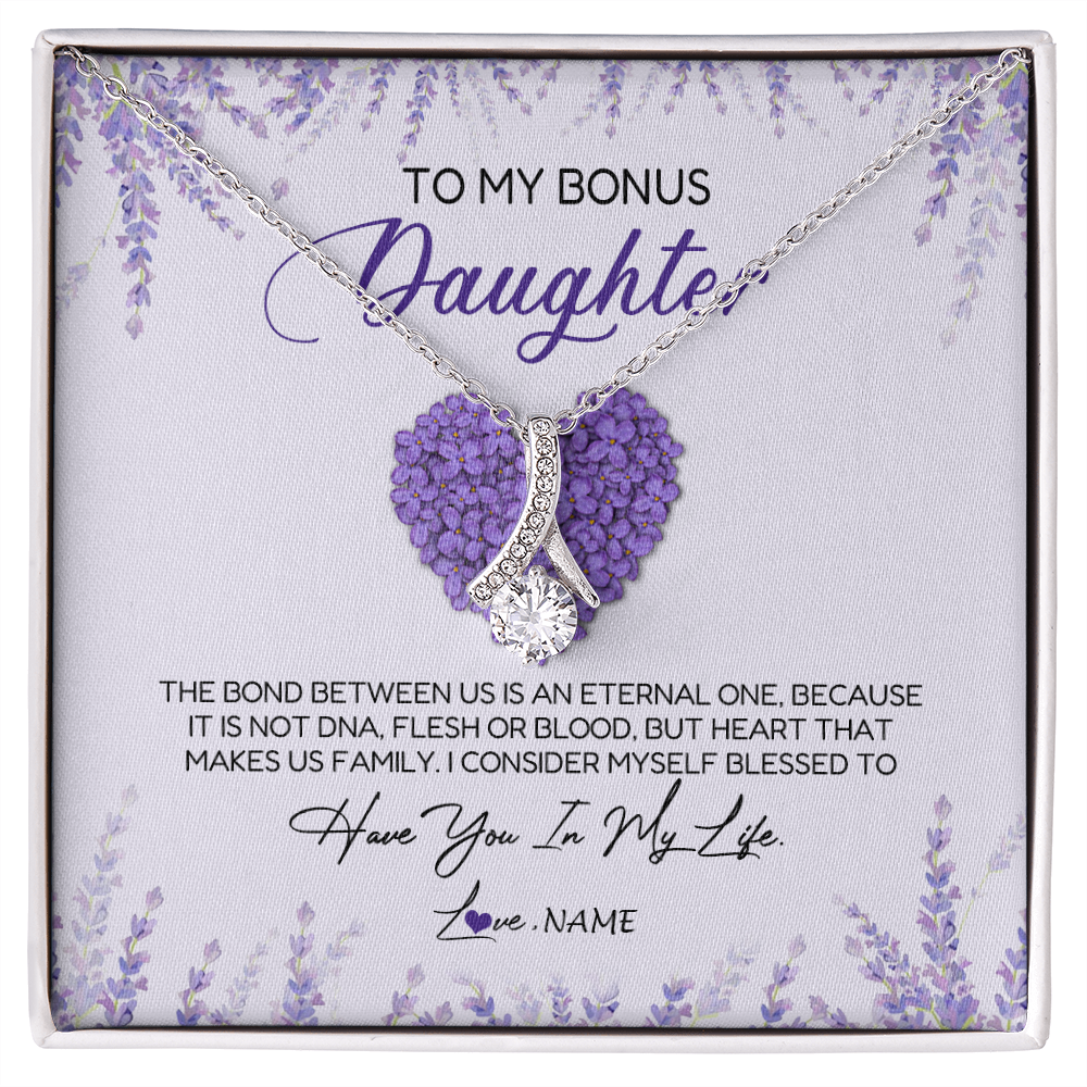 Alluring Beauty Necklace | Personalized To My Bonus Daughter Necklace The Bond Between Us Is An Eternal Future Step Daughter Jewelry Birthday Christmas Customized Gift Box Message Card | teecentury