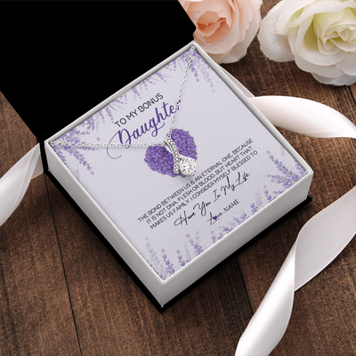 Alluring Beauty Necklace | Personalized To My Bonus Daughter Necklace The Bond Between Us Is An Eternal Future Step Daughter Jewelry Birthday Christmas Customized Gift Box Message Card | teecentury