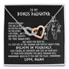 Interlocking Hearts Necklace | Personalized To My Bonus Daughter Necklace Viking Never Feel You Are Alone Scandinavian Runes Viking Stepdaughter Christmas Customized Gift Box Message Card | teecentury