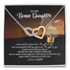 Interlocking Hearts Necklace | Personalized To My Bonus Daughter Necklace from Stepmom Stepdad I Will Always Love You Stepdaughter Jewelry Birthday Wedding Christmas Customized Message Card | teecentury