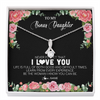 Alluring Beauty Necklace | Personalized To My Bonus Daughter Necklace from Stepmother Never Forget I Love You Floral Jewelry for Stepdaughter Birthday Christmas Customized Message Card | teecentury