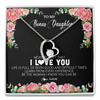Forever Love Necklace | Personalized To My Bonus Daughter Necklace from Stepmother Never Forget I Love You Floral Jewelry for Stepdaughter Birthday Christmas Customized Message Card | teecentury