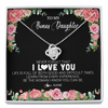 Love Knot Necklace | Personalized To My Bonus Daughter Necklace from Stepmother Never Forget I Love You Floral Jewelry for Stepdaughter Birthday Christmas Customized Message Card | teecentury
