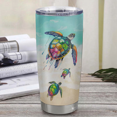 Personalized To My Bonus Daughter Tumbler From Stepmom Stepdad Stainless Steel Once Upon A Time Sea Turtle Beach Stepdaughter Birthday Christmas Travel Mug | teecentury