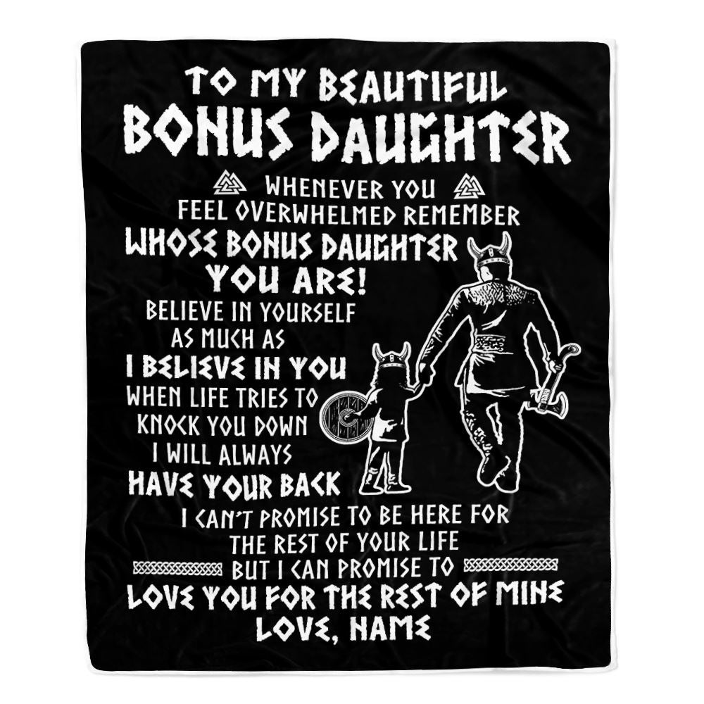 Personalized To My Bonus Daughter Viking Blanket From Step Dad Whenever You Feel Overwhelmed Stepdaughter Birthday Christmas Customized Bed Fleece Blanket | teecentury