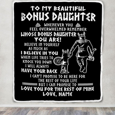 Personalized To My Bonus Daughter Viking Blanket From Step Dad Whenever You Feel Overwhelmed Stepdaughter Birthday Christmas Customized Bed Fleece Blanket | teecentury