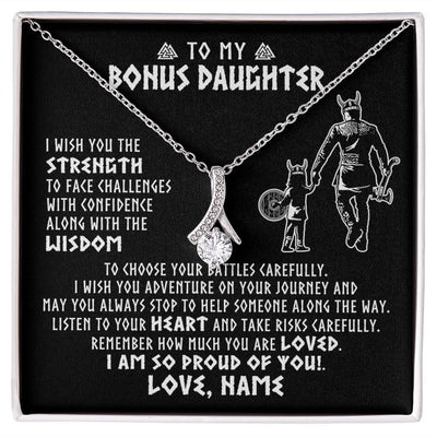Alluring Beauty Necklace | Personalized To My Bonus Daughter Viking Necklace From Stepdad I Am So Proud Of You Runes Viking Stepdaughter Christmas Customized Gift Box Message Card | teecentury