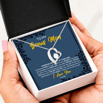 Forever Love Necklace | Personalized To My Bonus Mom Necklace From Daughter Stepmom Jewelry Birthday Mothers Day Christmas Customized Box Message Card | teecentury