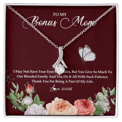 Alluring Beauty Necklace | Personalized To My Bonus Mom Necklace Thank You For Being A Part Of My Life Mother In Law Stepmom Jewelry Birthday Mothers Day Customized Gift Box Message Card | teecentury