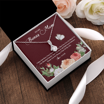 Alluring Beauty Necklace | Personalized To My Bonus Mom Necklace Thank You For Being A Part Of My Life Mother In Law Stepmom Jewelry Birthday Mothers Day Customized Gift Box Message Card | teecentury